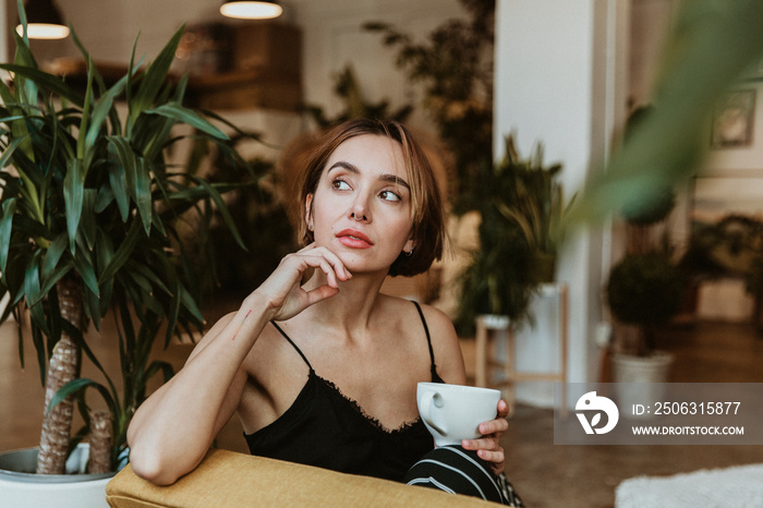 Woman in her living room