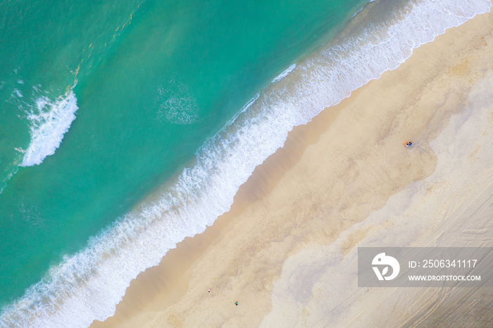 Top view aerial image from drone of an stunning beautiful sea landscape beach with turquoise water i