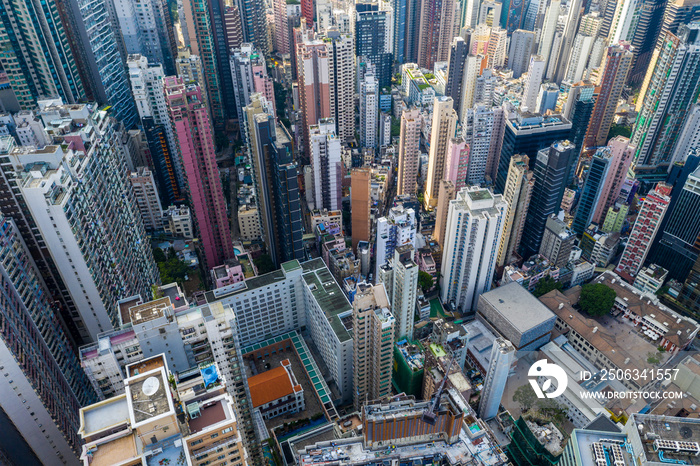 Top view of Compact city of Hong Kong