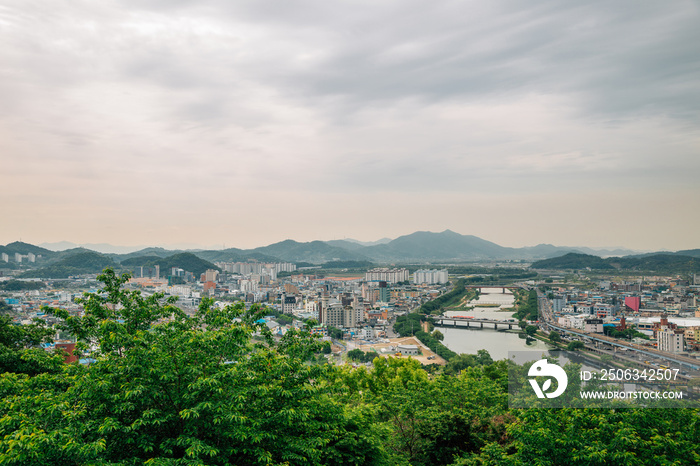 Suncheon city view from Jukdobong Park in Suncheon, Korea