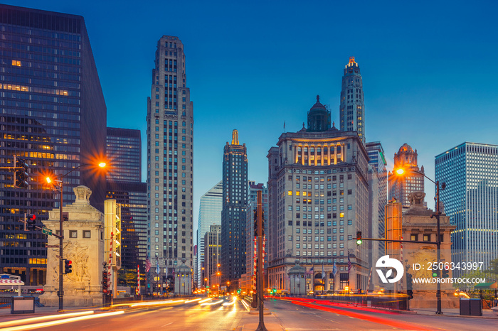 Chicago. Cityscape image of Chicago downtown with Michigan Avenue.