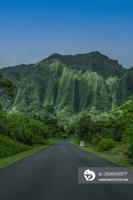 Koolau Range, Hoomaluhia Botanical Garden, Honolulu, Oahu, Hawaii. Koʻolau Range is a name given to 