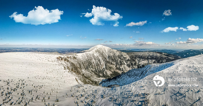 winter mountain landscape - the highest mountain Sněžka