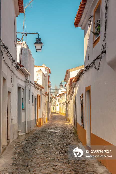 Traditional Portuguese residential Architecture in the city Evora Portugal