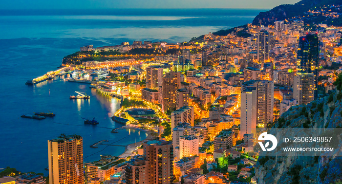 View of the city of Monaco. French Riviera