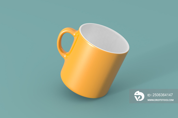 Beautiful orange mug mock-up on soft green background