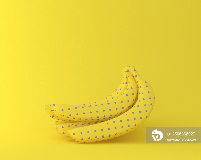 杰出的香蕉点图案，黄底蓝底。最小创意食品概念。创意创造