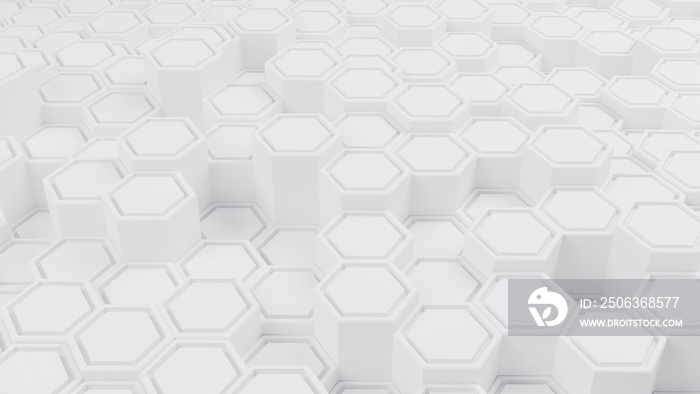 白色几何六边形蜂窝抽象技术和商业背景三维渲染插图