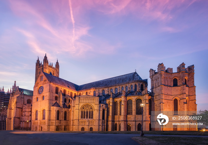 Canterbury Cathedral sunet/blue hour, Canterbury, England, UK