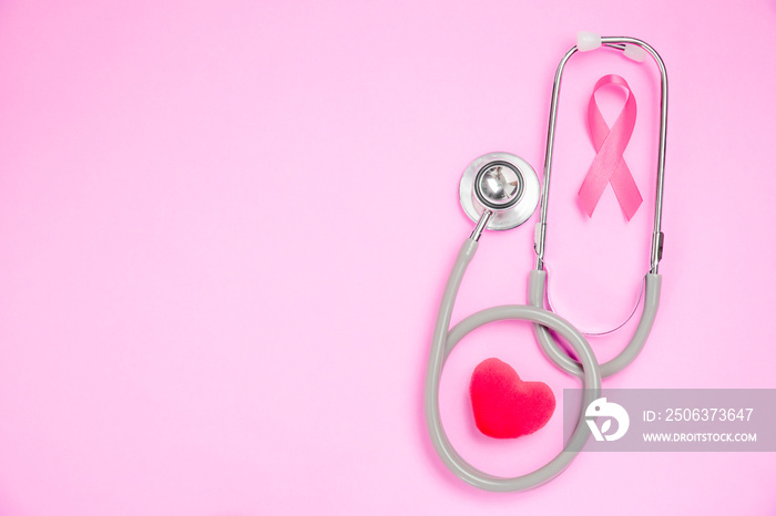 breast cancer awareness ribbon on pink background