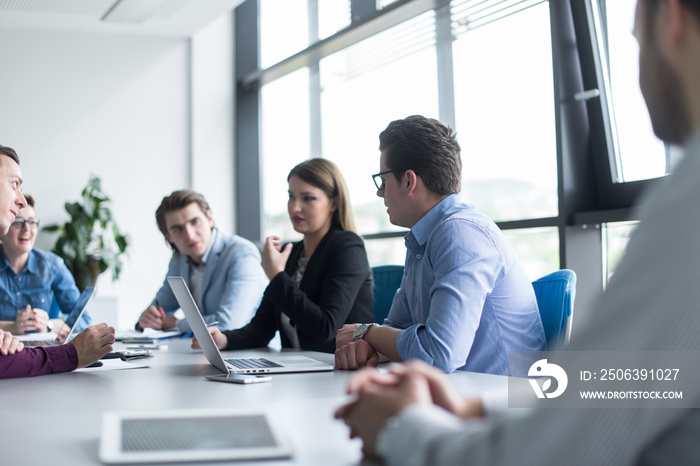 Business Team At A Meeting at modern office building