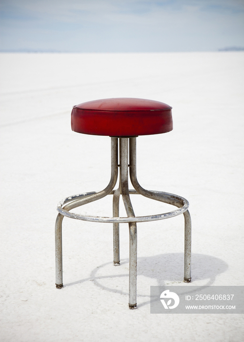 Bar stool on Bonneville salt flats