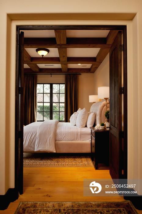 Contemporary bedroom in hotel