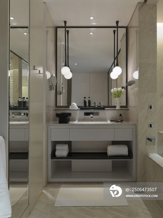 Interior of modern bathroom in hotel