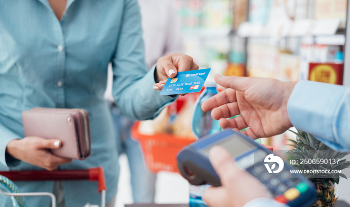 Woman at the store checkout