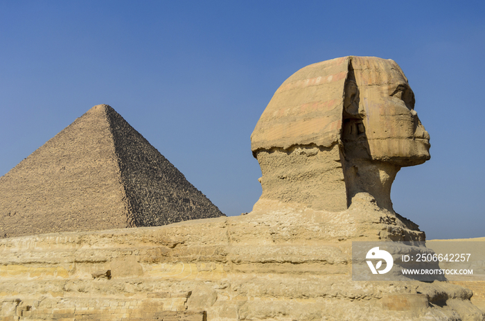 Pyramid and sphinx in Giza,Egypt