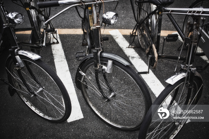 Bicycles in Downtown Tokyo, Japan