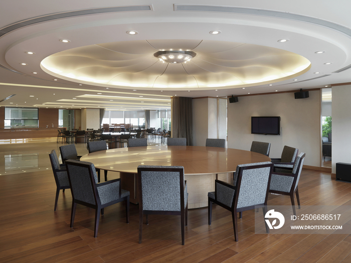 Circular board room with inset ceiling