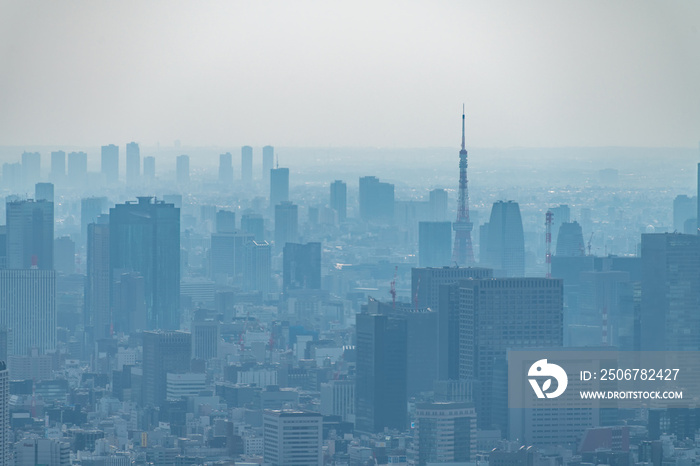 在一个污染严重的城市——在本例中是日本东京——白天的灰尘
1190383076,在没有云层的蓝天下，游轮或游轮上的黄色漏斗和蓝色水滑道