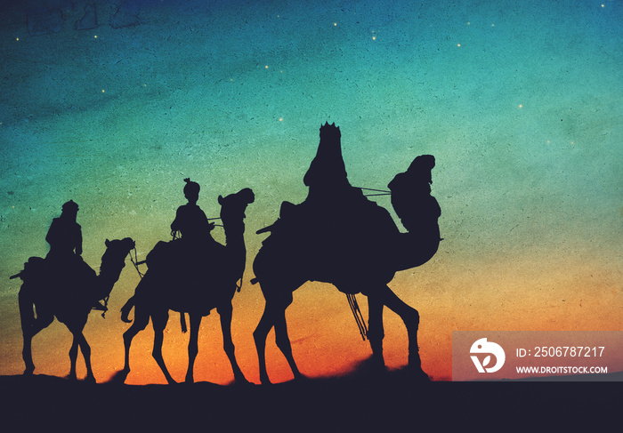 Three Kings Desert Star of Bethlehem Nativity Concept