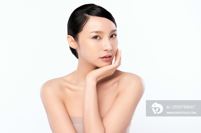 Portrait beautiful young asian woman clean fresh bare skin concept. Asian girl beauty face skincare 