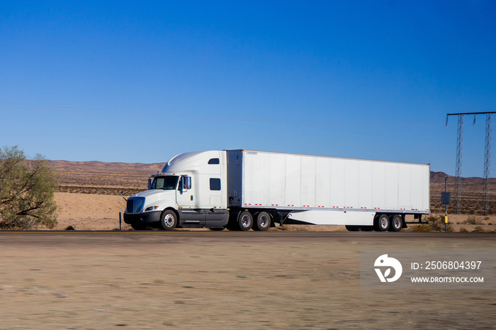 Semi Trucks on the Nevada Highway, USA. Trucking in Nevada , USA