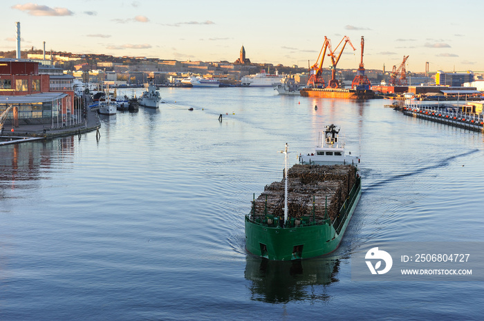 Shipping from harbor of Gothenburg, Göta Älv, Sweden, Europe