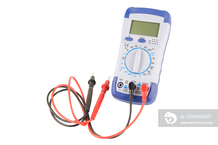 Digital multimeter isolated on white background with clipping path