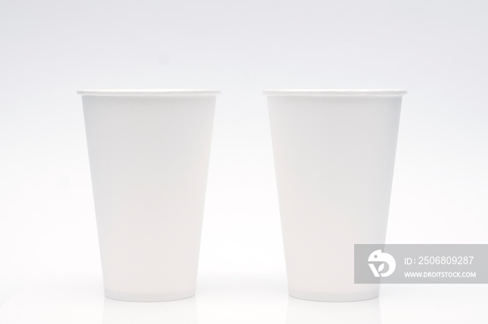 Coffee cup mockup on white background. Copy space for text and logo..