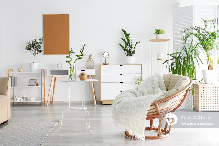 Interior of modern room with comfortable armchair