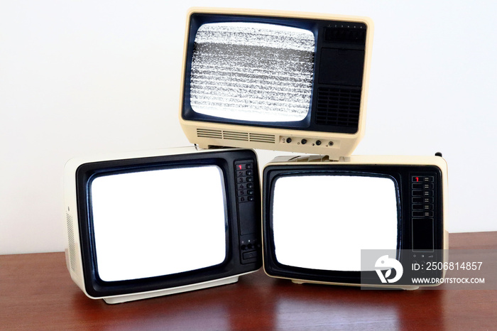 复古老式电视，带静态噪声闪光效果屏幕