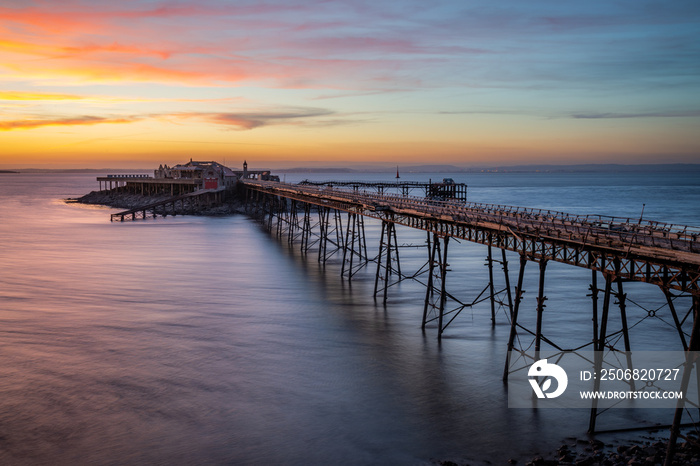 The long-derelict Birnbeck Pier stretches out to the Bristol Channel at Weston-super-mare