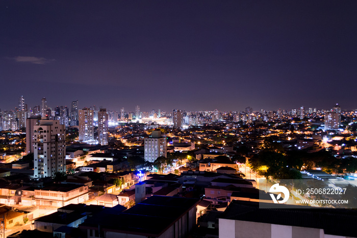 Night long exposure shot of  Mooca  one of the central neighborhoods in Sao Paulo, Brazil. Many resi