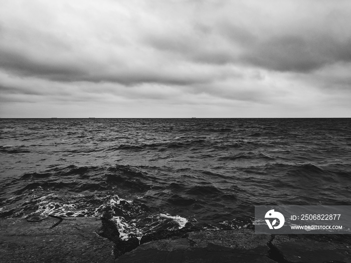 Beautiful waves of a stormy sea