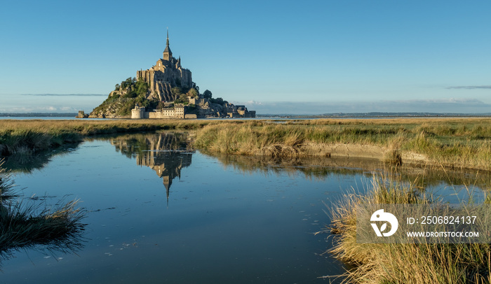 Le Mont Saint-Michel reflected on a summers evening