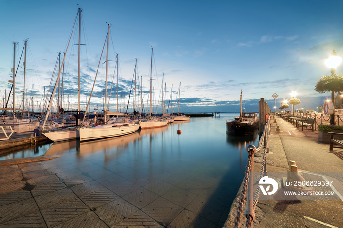 Nightfall at the idyllic tourist and sailing resort of Yarmouth on the Isle of Wight