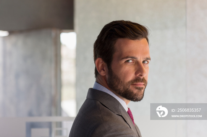 Portrait serious handsome corporate businessman