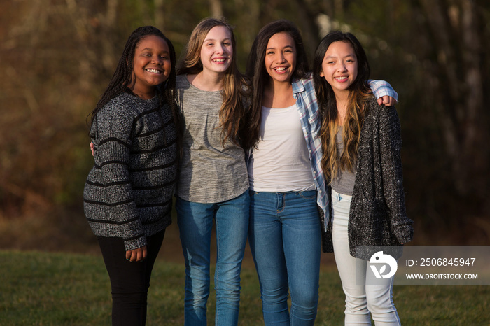 Group of girl friends outside