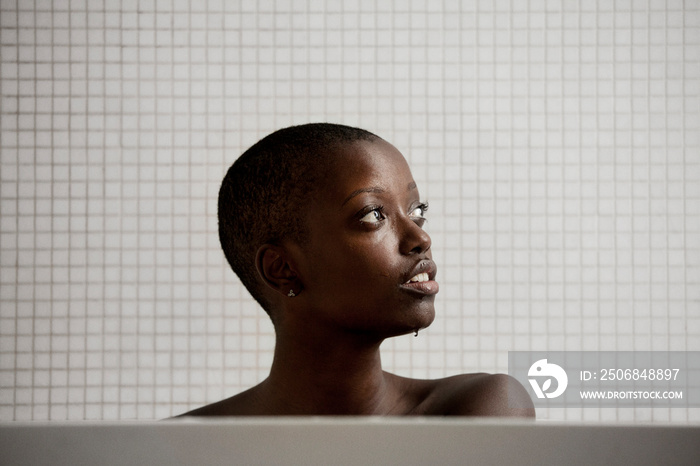 Woman in bathroom