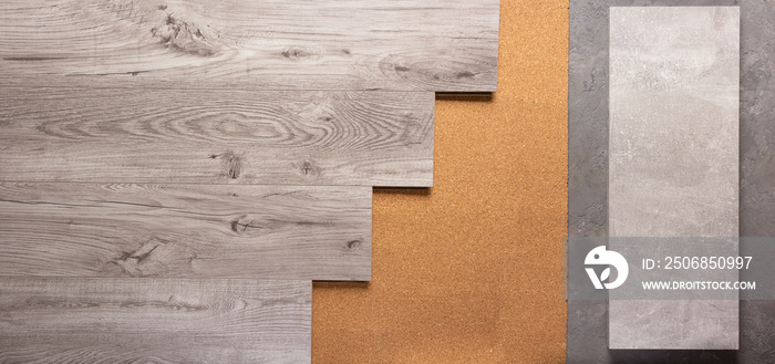 Laminate wood floor at cork background texture. Wooden laminate floor