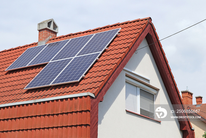 Solar panels on the roof of a building