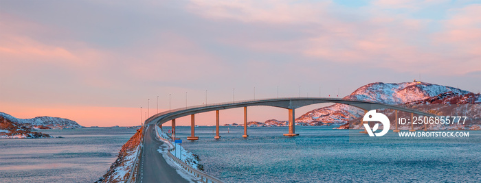 Sommaroy Bridge is a cantilever bridge connecting the islands of Kvaloya and Sommaroy - Hillesoy Tro