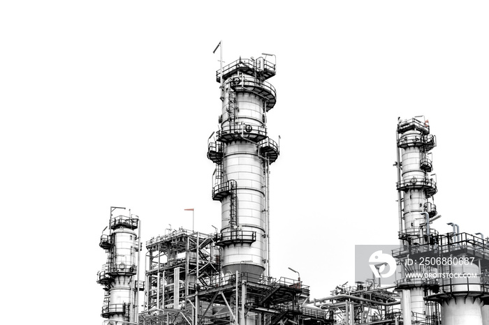 Oil and gas industry,refinery factory,petrochemical plant area at white background.