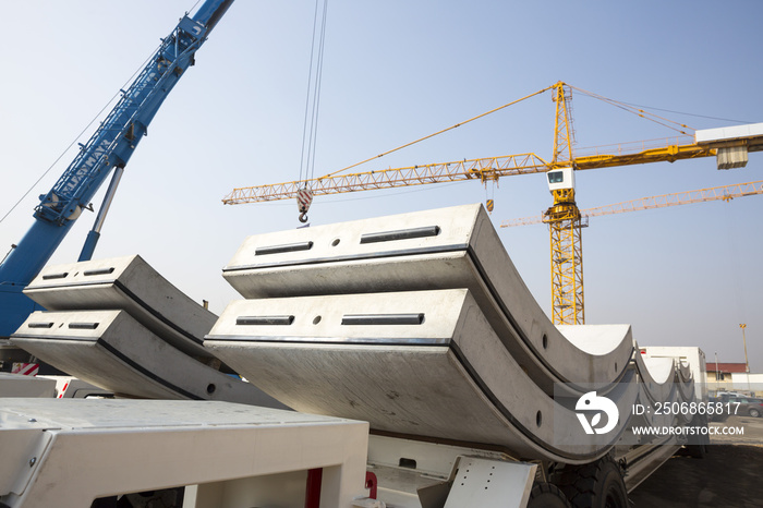 Concrete elements for subway tunnel crane
