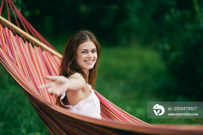 young woman in hammock