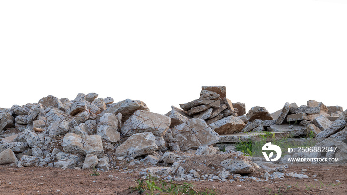 Isolated concrete debris on the ground.