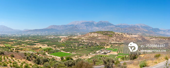 Landscape of Messara plain. Crete, Greece