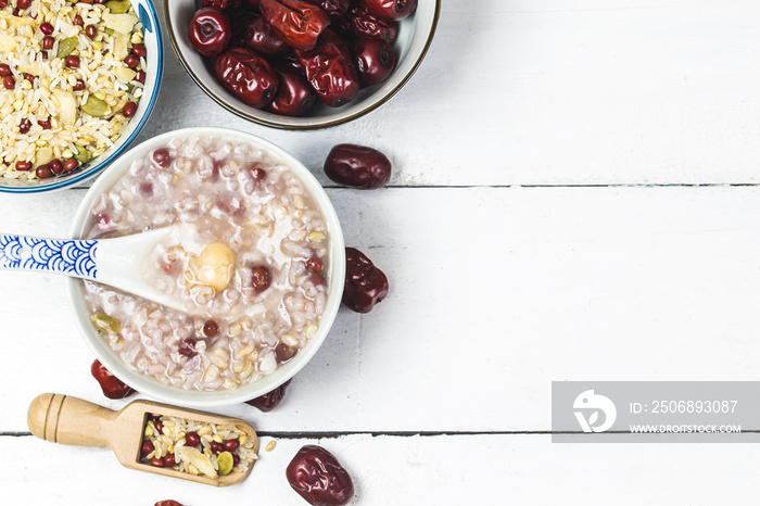 Eight Treasure Congee on traditional chinese festive porridge,