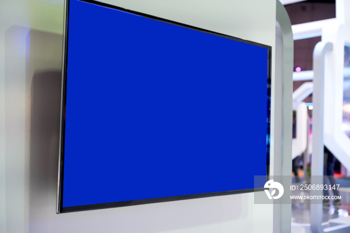 蓝色LED平板智能电视在活动中的展示大会展览贸易展和h会议展位