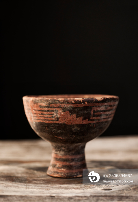 Still Life Photography.Ancient Naive American ceramic pottery bowl. Still Life Photography.